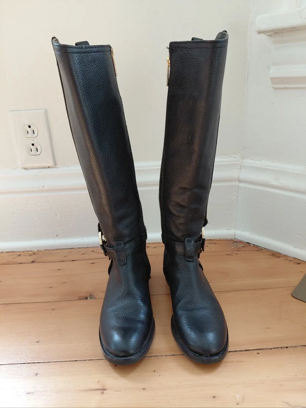 TORY BURCH Amanda Black Leather Riding Boots Sz 5